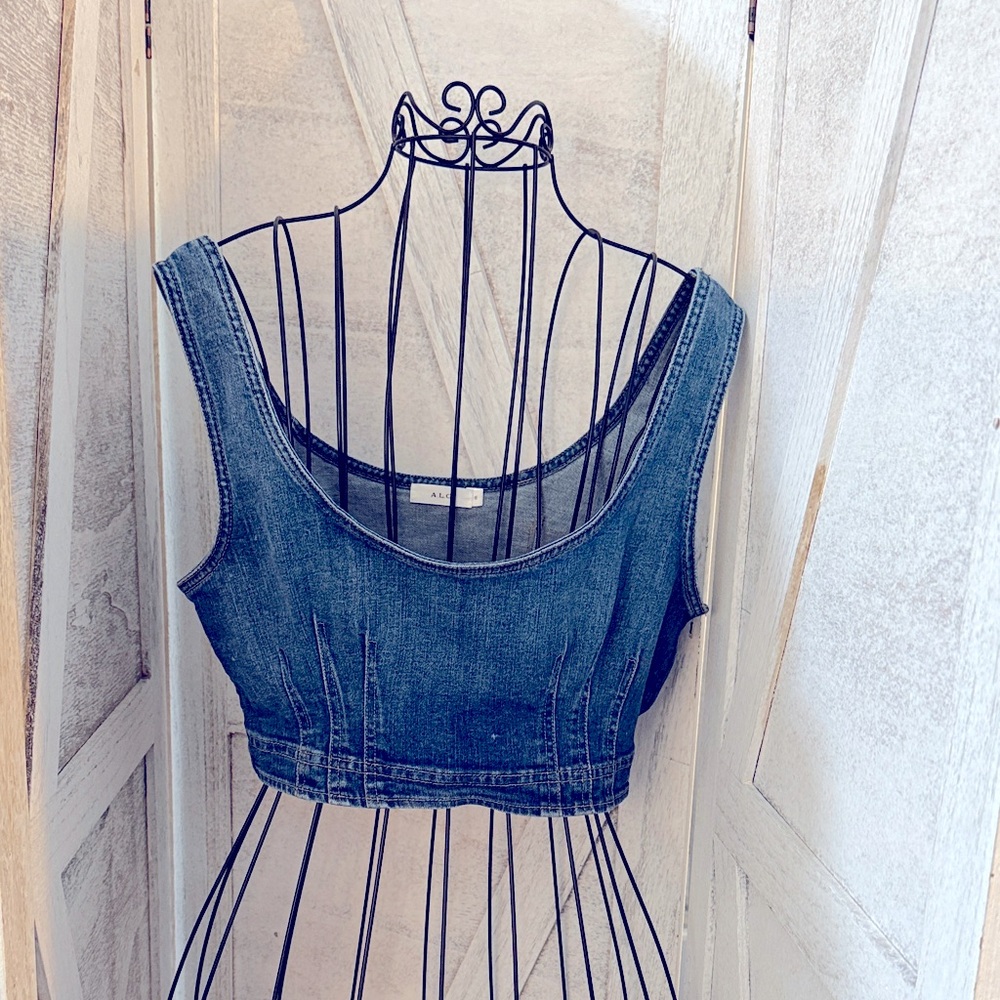 A.L.C. Denim Blue Women's Crop Top